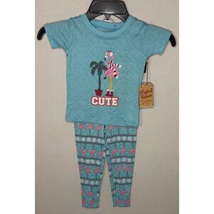 Magical Season girls 2T 3T Christmas Pajama PJ Set Flamingo palm tree Santa NWT